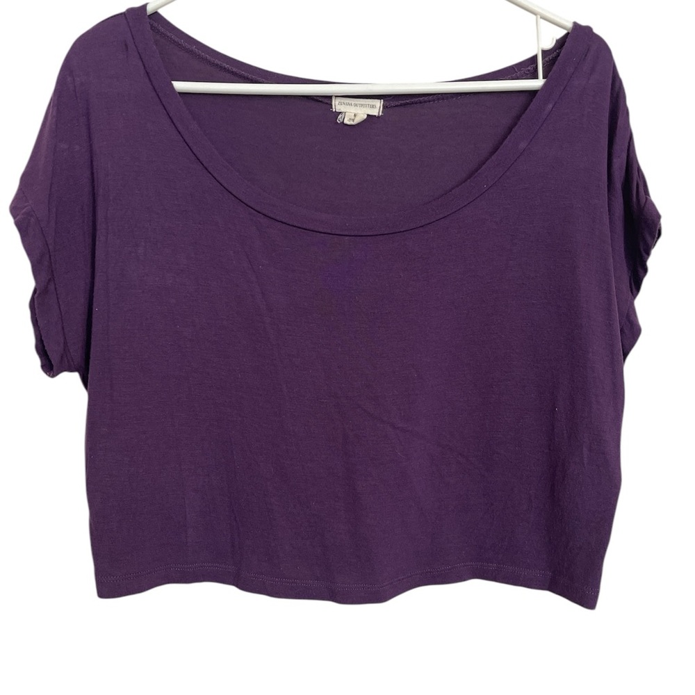 Purple Relaxed Crop T-Shirt with Short Sleeves